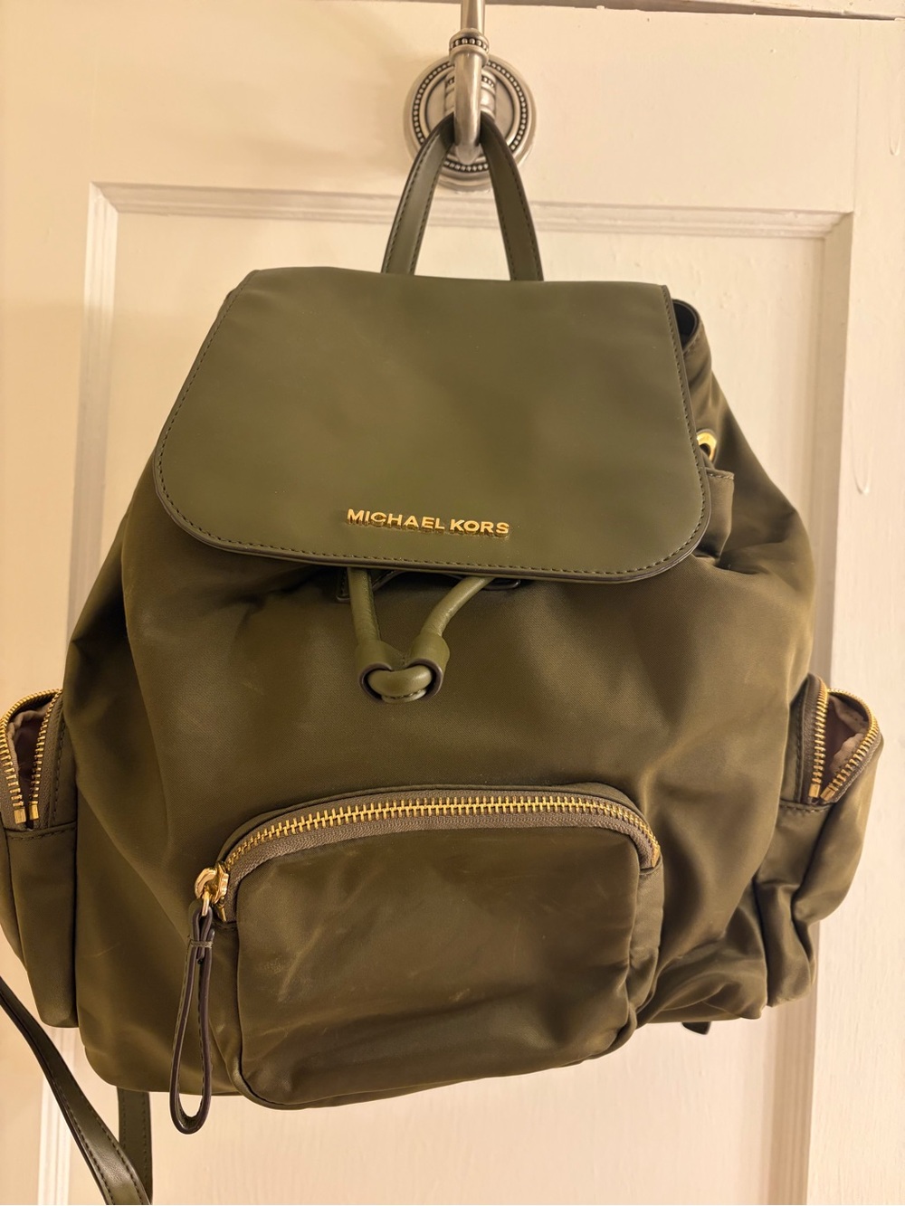 Michael Kors Olive Green Nylon Backpack